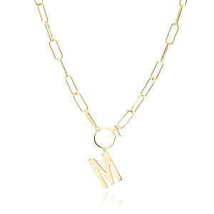 Colier argint placat cu aur galben cu initiala litera M DiAmanti LZ0005NG_M-DIA (Argint 925‰ 7,5 g.) Colier argint placat cu aur galben cu initiala litera M DiAmanti LZ0005NG_M-DIA (Argint 925‰ 7,5 g.)